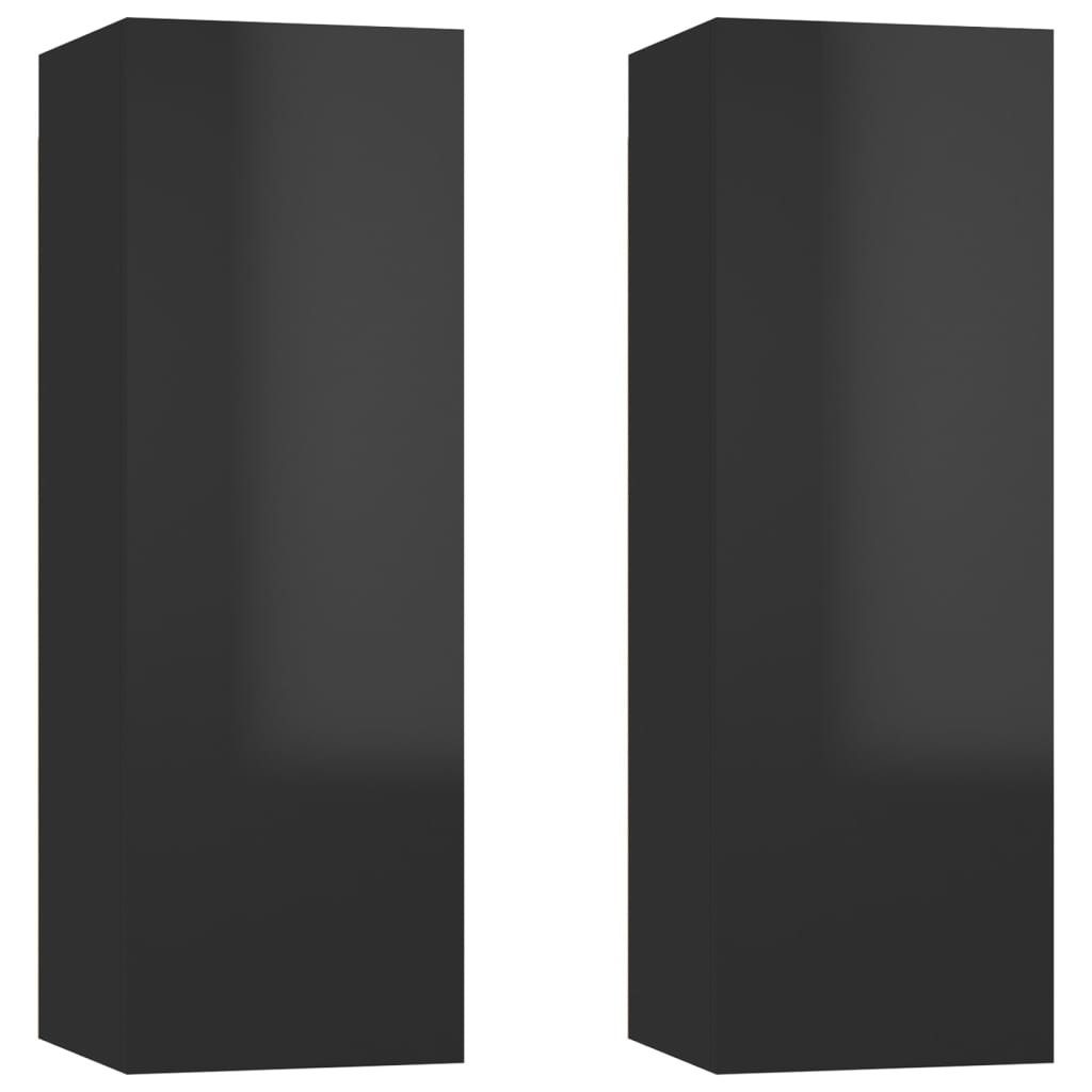 Tv-meubelen 2 st 30,5x30x90 cm spaanplaat hoogglans zwart