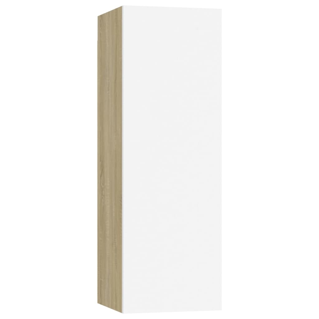 Tv-meubel 30,5x30x90 cm spaanplaat wit en sonoma eikenkleurig