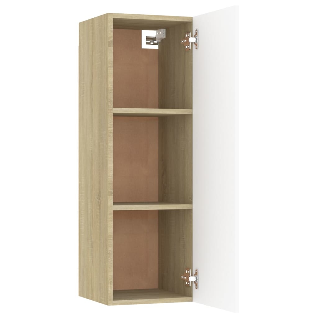 Tv-meubel 30,5x30x90 cm spaanplaat wit en sonoma eikenkleurig