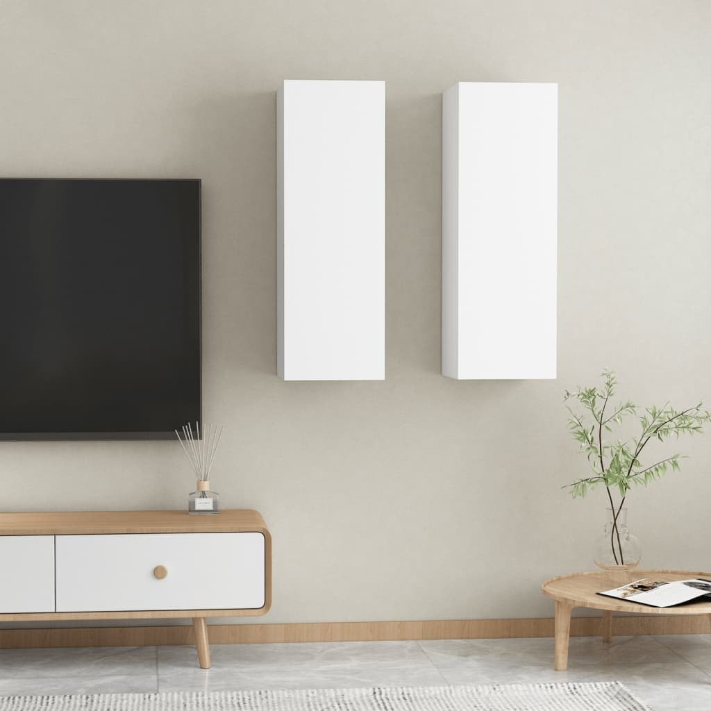 Tv-meubelen 2 st 30,5x30x90 cm spaanplaat wit