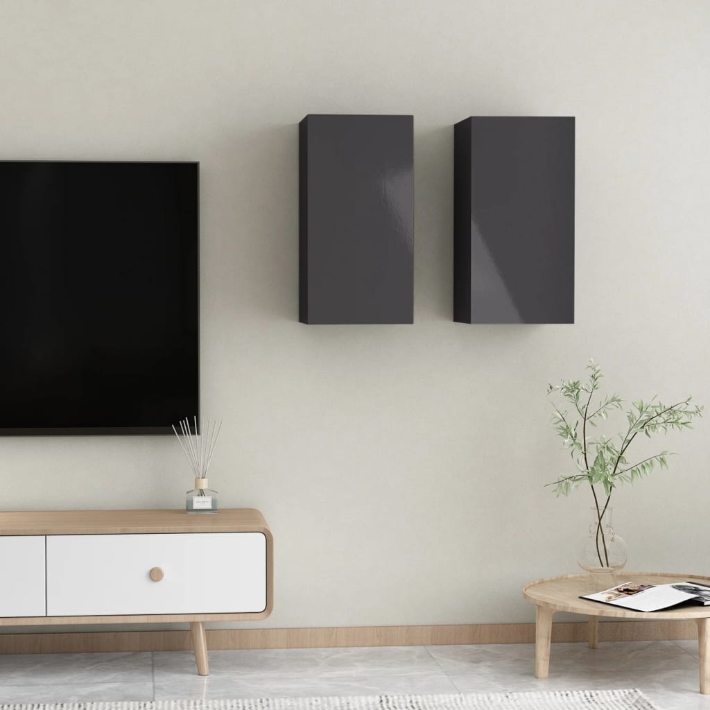 Tv-meubelen 2 st 30,5x30x60 cm spaanplaat hoogglans grijs