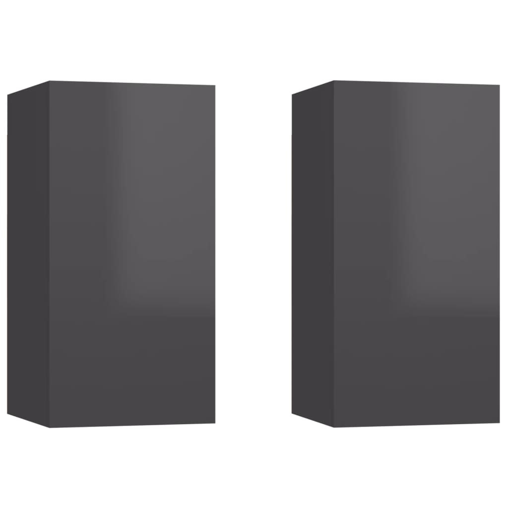Tv-meubelen 2 st 30,5x30x60 cm spaanplaat hoogglans grijs