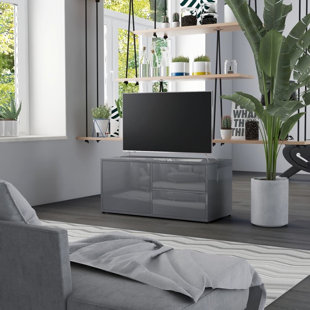 Tv-meubel 80x34x36 cm spaanplaat hoogglans grijs