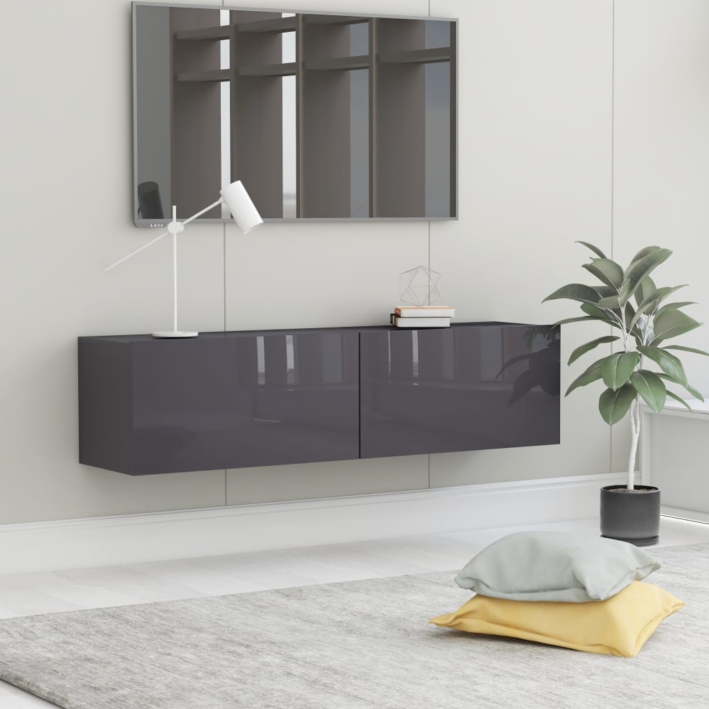 Tv-meubel 120x30x30 cm bewerkt hout hoogglans grijs
