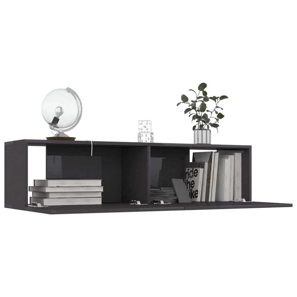 Tv-meubel 120x30x30 cm bewerkt hout hoogglans grijs