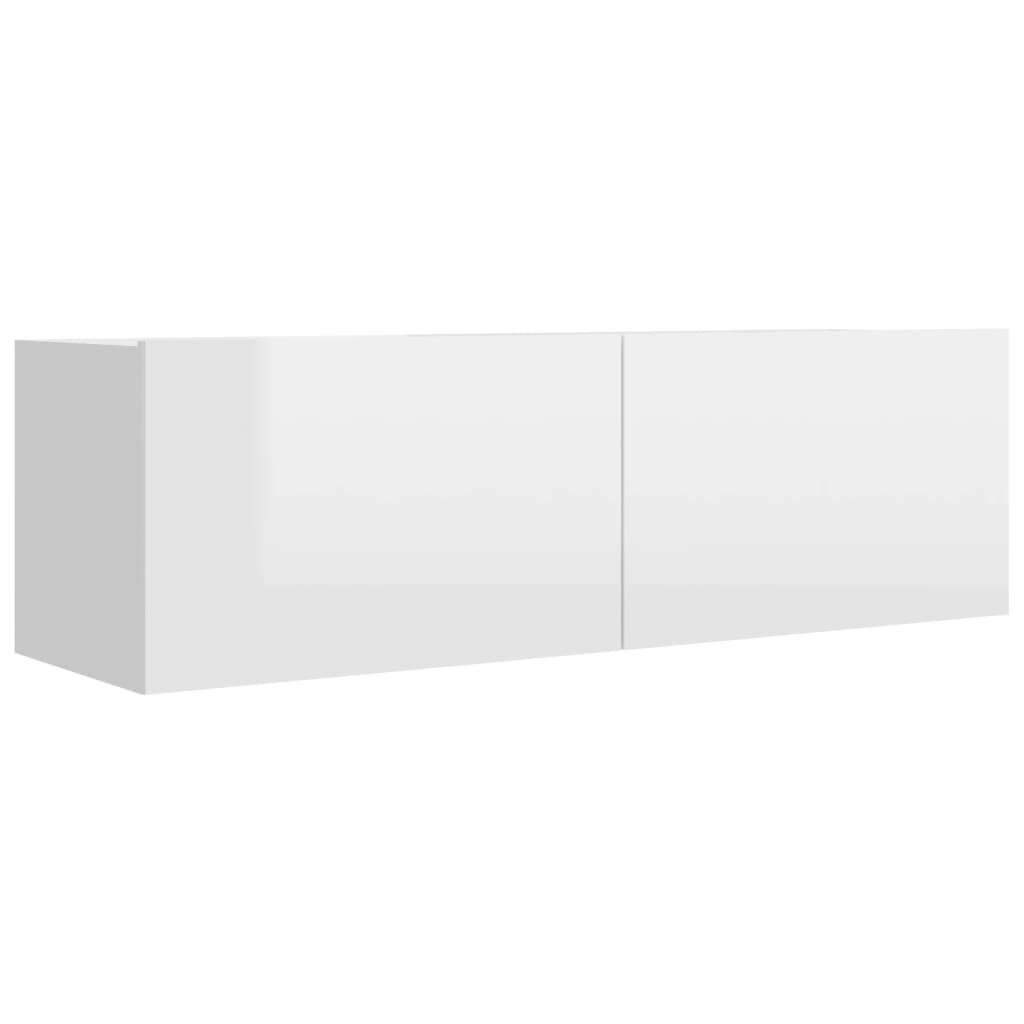 Tv-meubel 100x30x30 cm bewerkt hout hoogglans wit