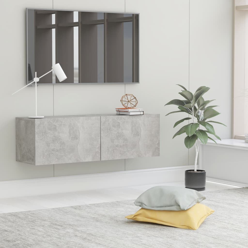 Tv-meubel 100x30x30 cm bewerkt hout betongrijs