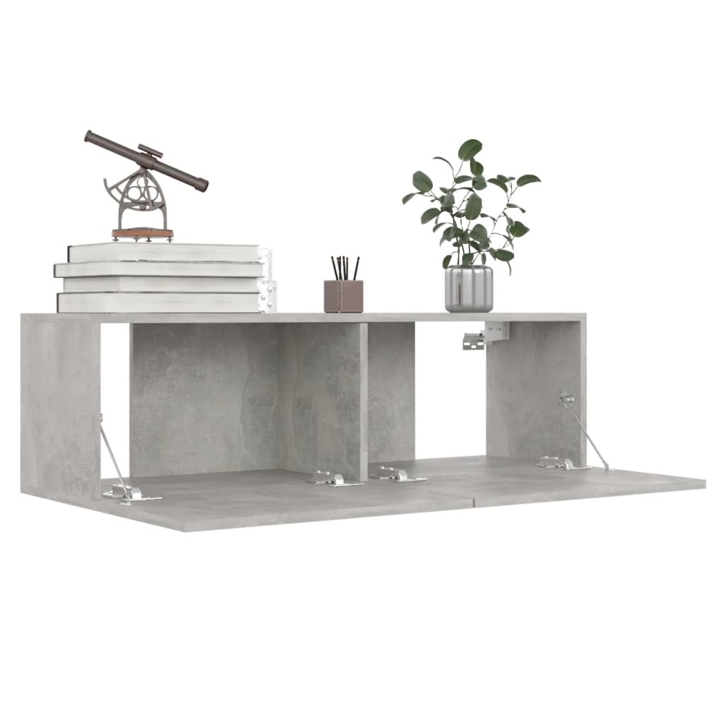 Tv-meubel 100x30x30 cm bewerkt hout betongrijs