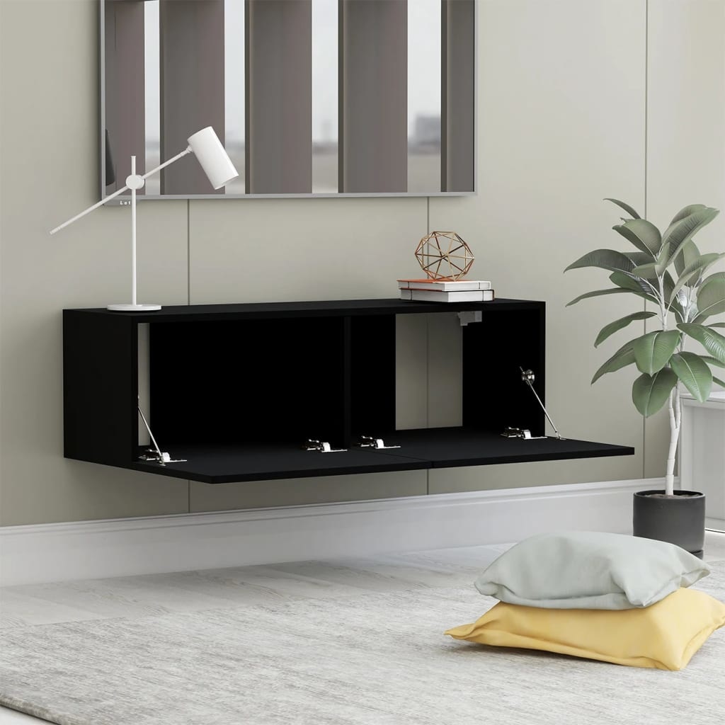 Tv-meubel 100x30x30 cm bewerkt hout zwart