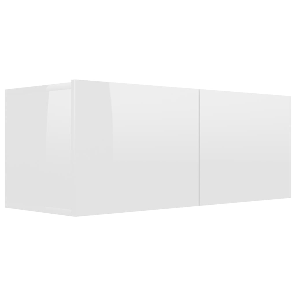 Tv-meubel 80x30x30 cm bewerkt hout hoogglans wit