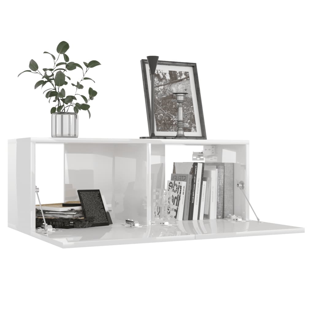 Tv-meubel 80x30x30 cm bewerkt hout hoogglans wit