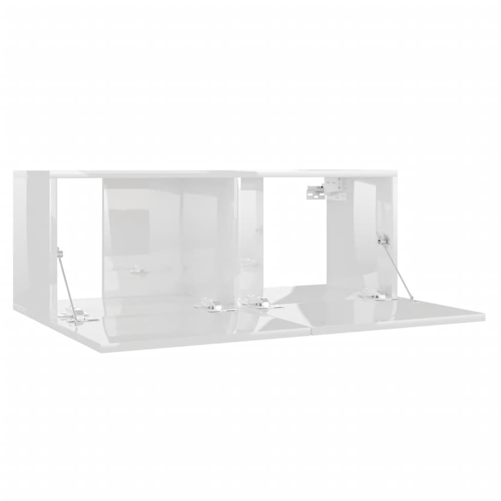 Tv-meubel 80x30x30 cm bewerkt hout hoogglans wit