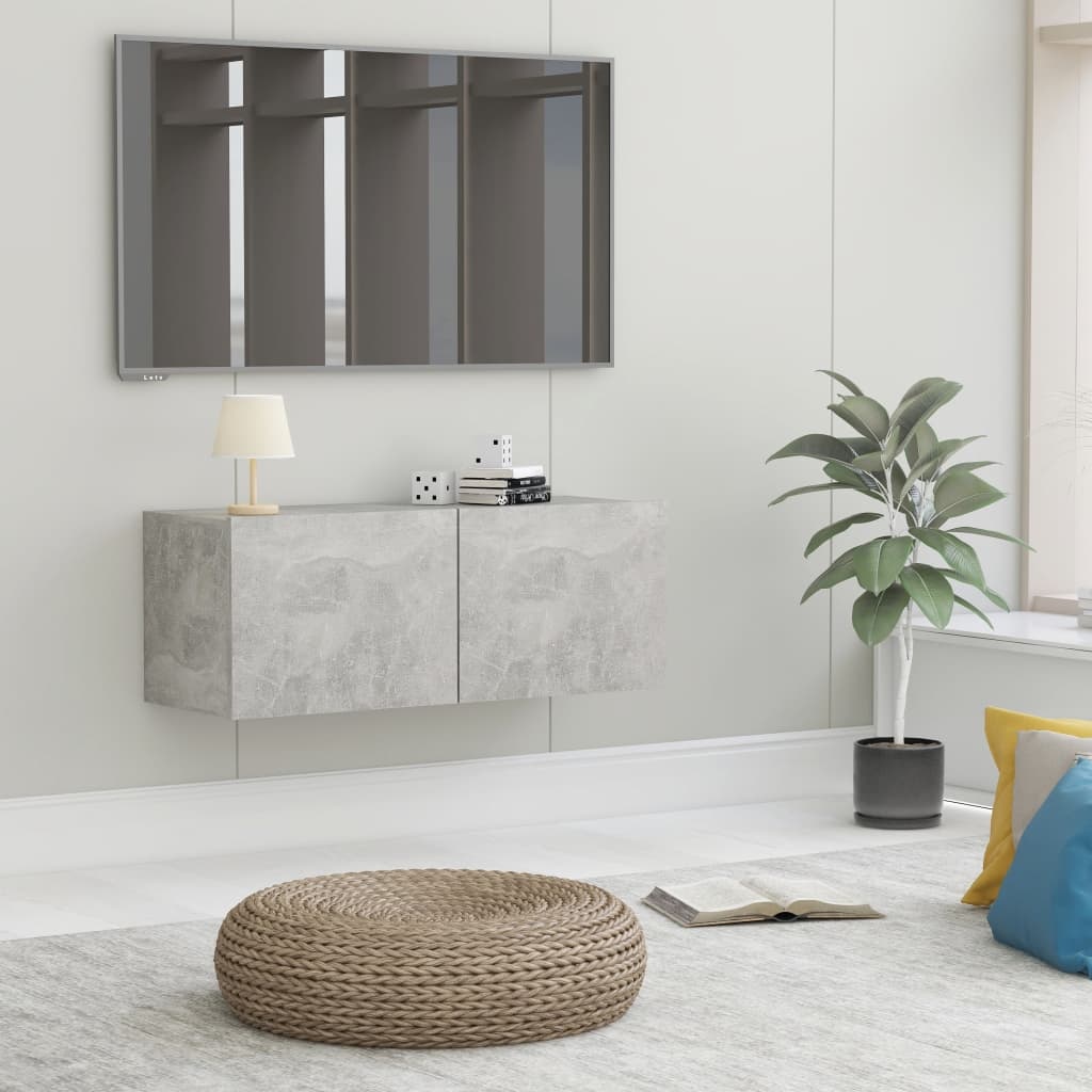 Tv-meubel 80x30x30 cm bewerkt hout betongrijs