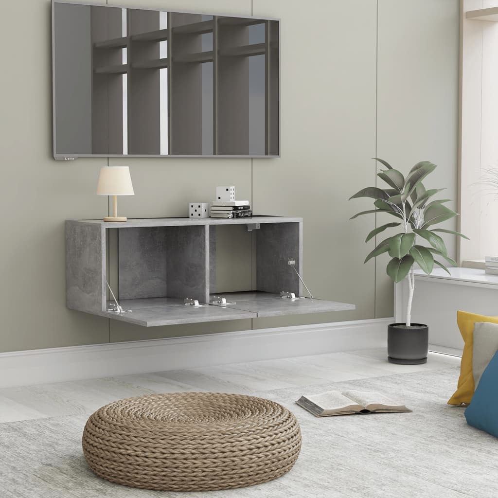 Tv-meubel 80x30x30 cm bewerkt hout betongrijs