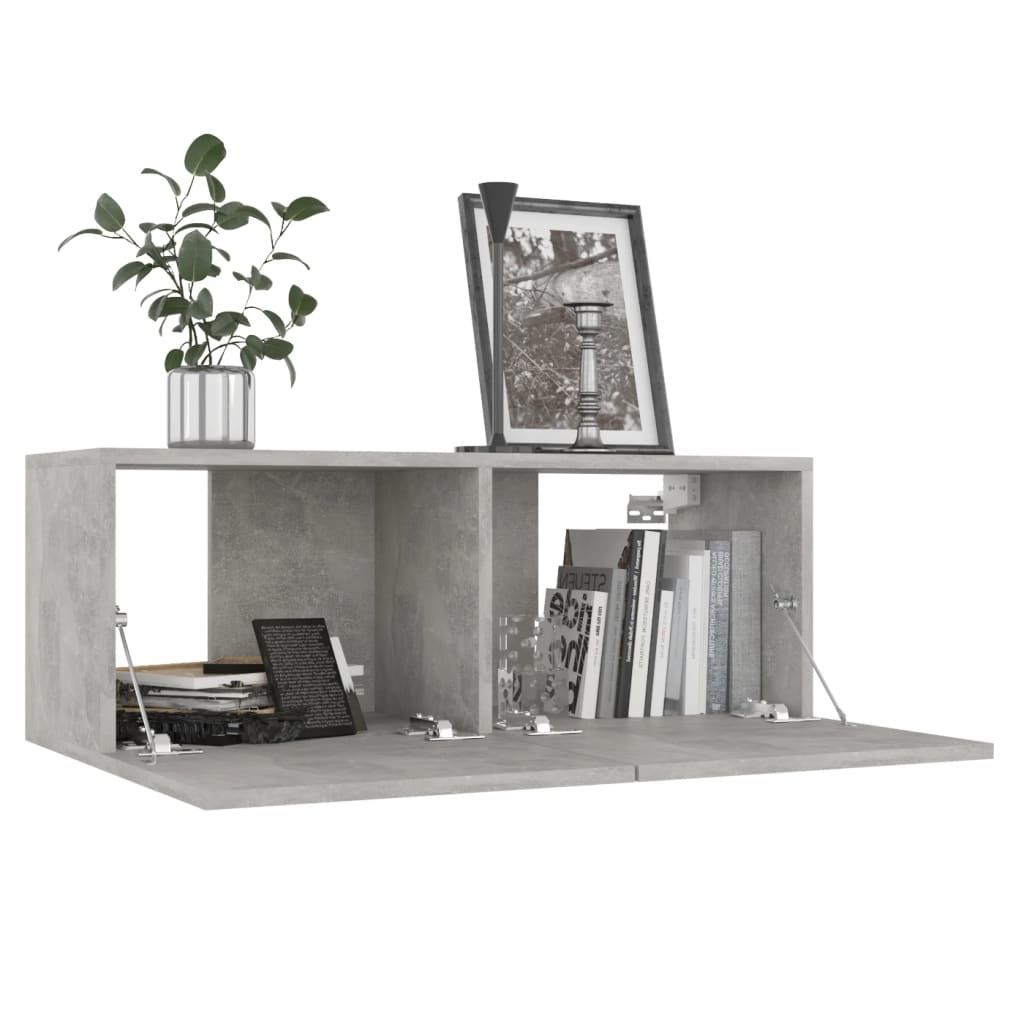 Tv-meubel 80x30x30 cm bewerkt hout betongrijs