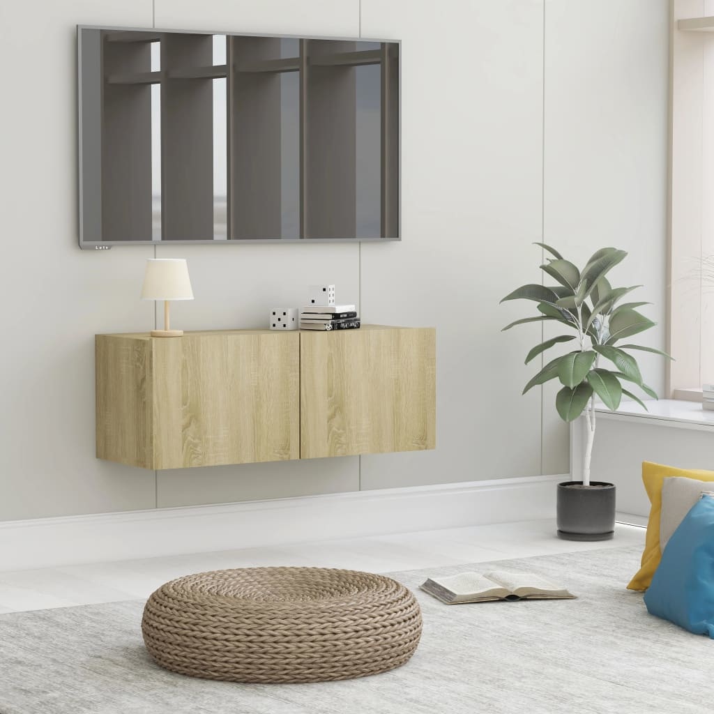 Tv-meubel 80x30x30 cm bewerkt hout sonoma eikenkleurig