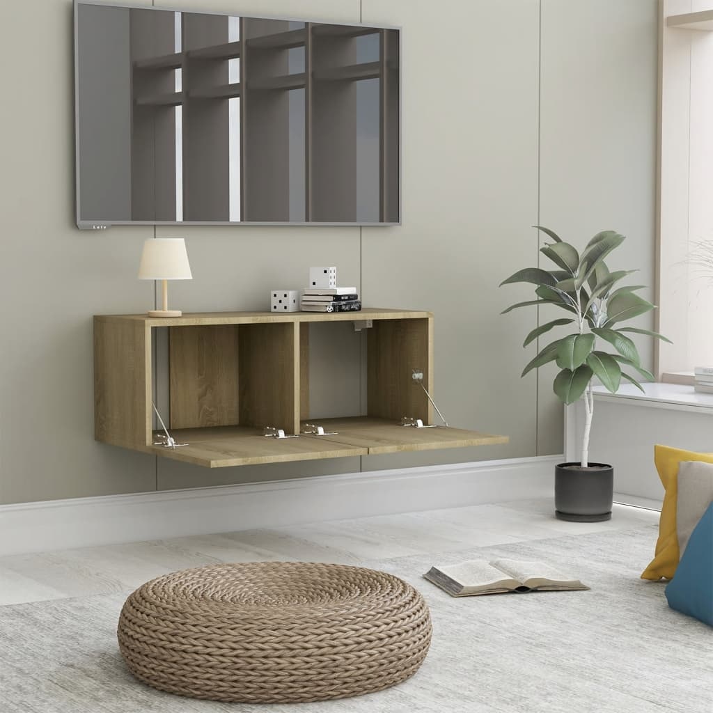 Tv-meubel 80x30x30 cm bewerkt hout sonoma eikenkleurig