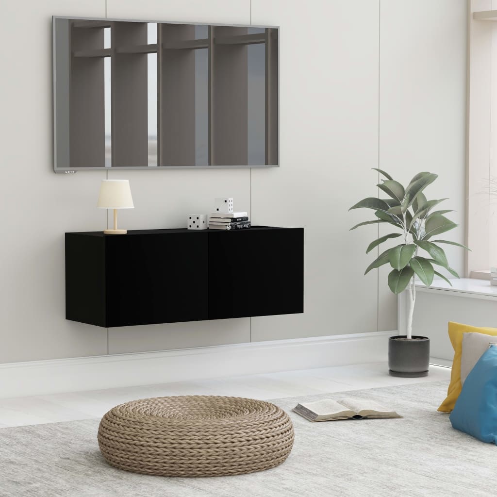 Tv-meubel 80x30x30 cm bewerkt hout zwart