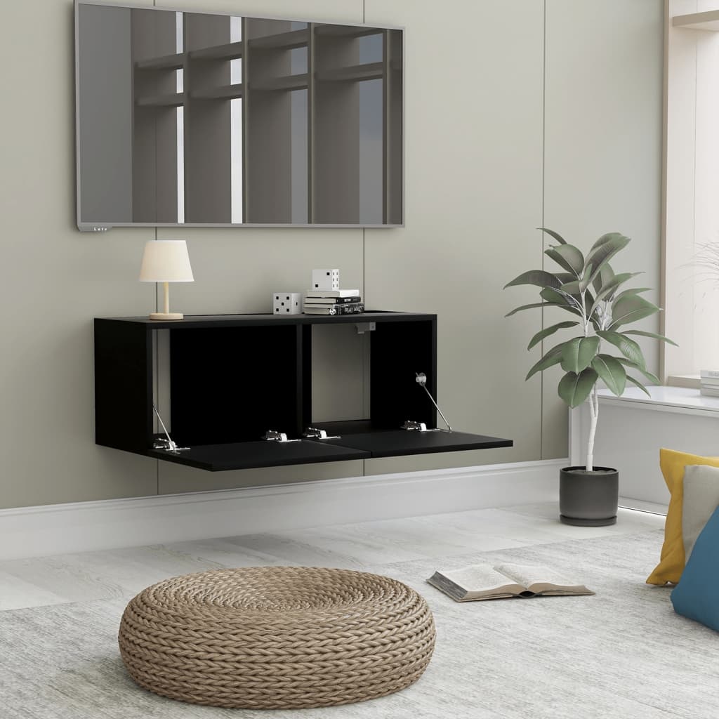 Tv-meubel 80x30x30 cm bewerkt hout zwart