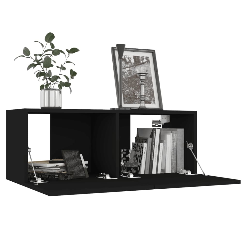Tv-meubel 80x30x30 cm bewerkt hout zwart