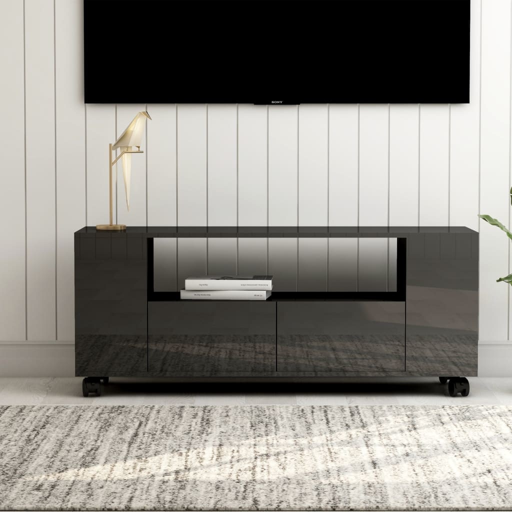 Tv-meubel 120x35x48 cm bewerkt hout hoogglans grijs