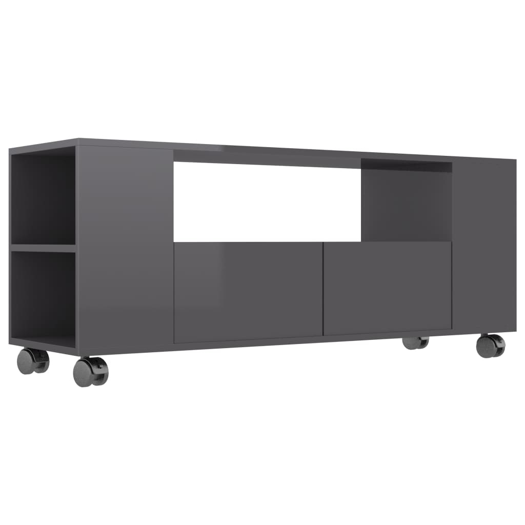 Tv-meubel 120x35x48 cm bewerkt hout hoogglans grijs
