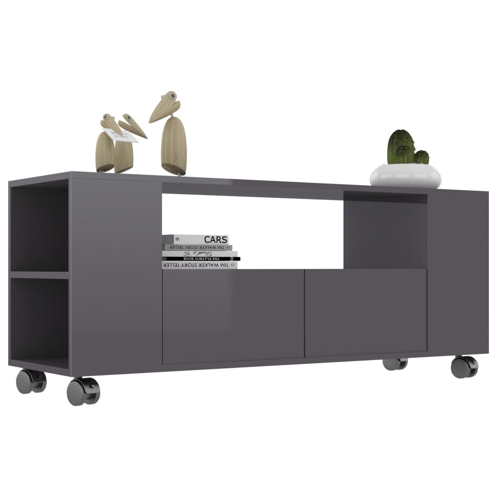 Tv-meubel 120x35x48 cm bewerkt hout hoogglans grijs