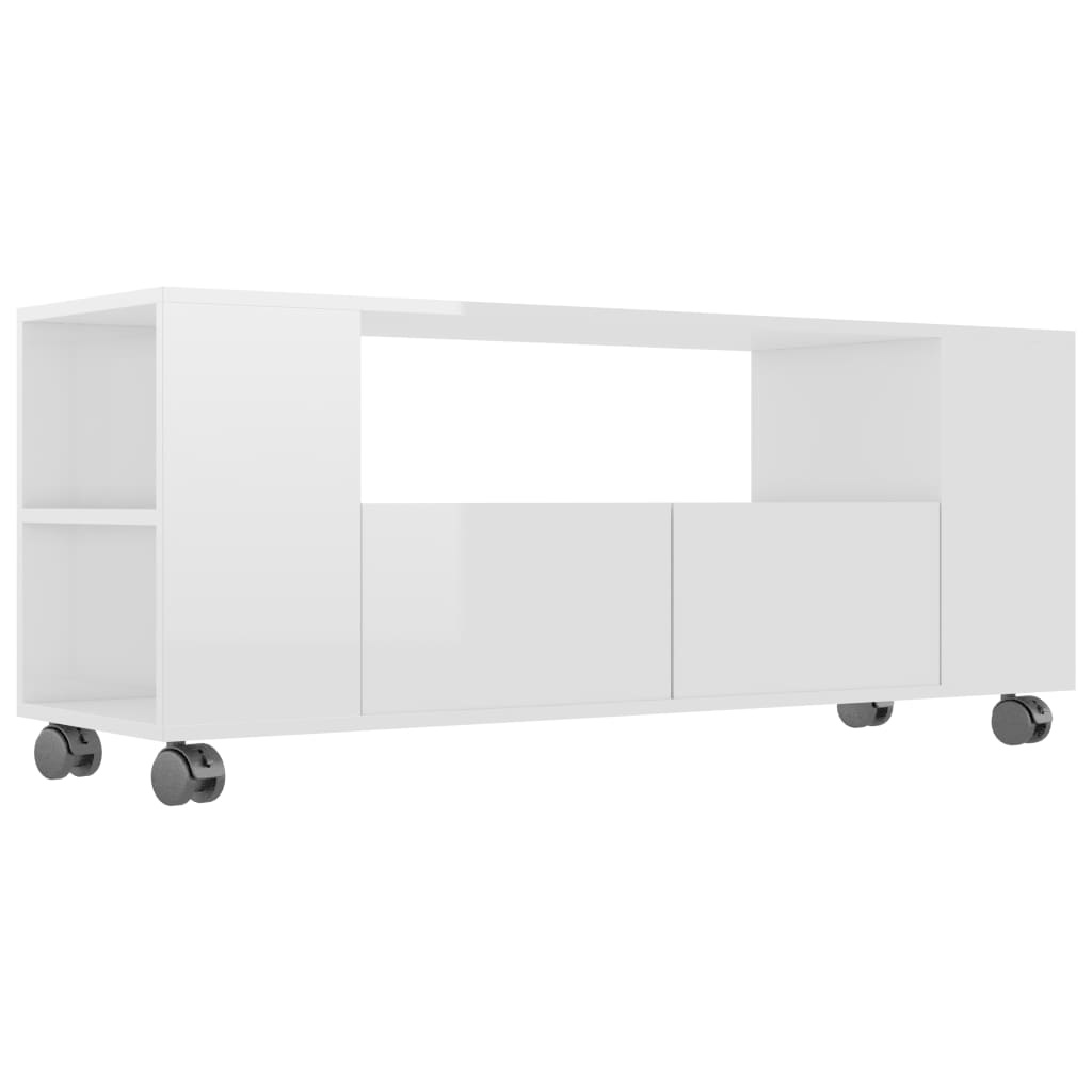 Tv-meubel 120x35x48 cm bewerkt hout hoogglans wit
