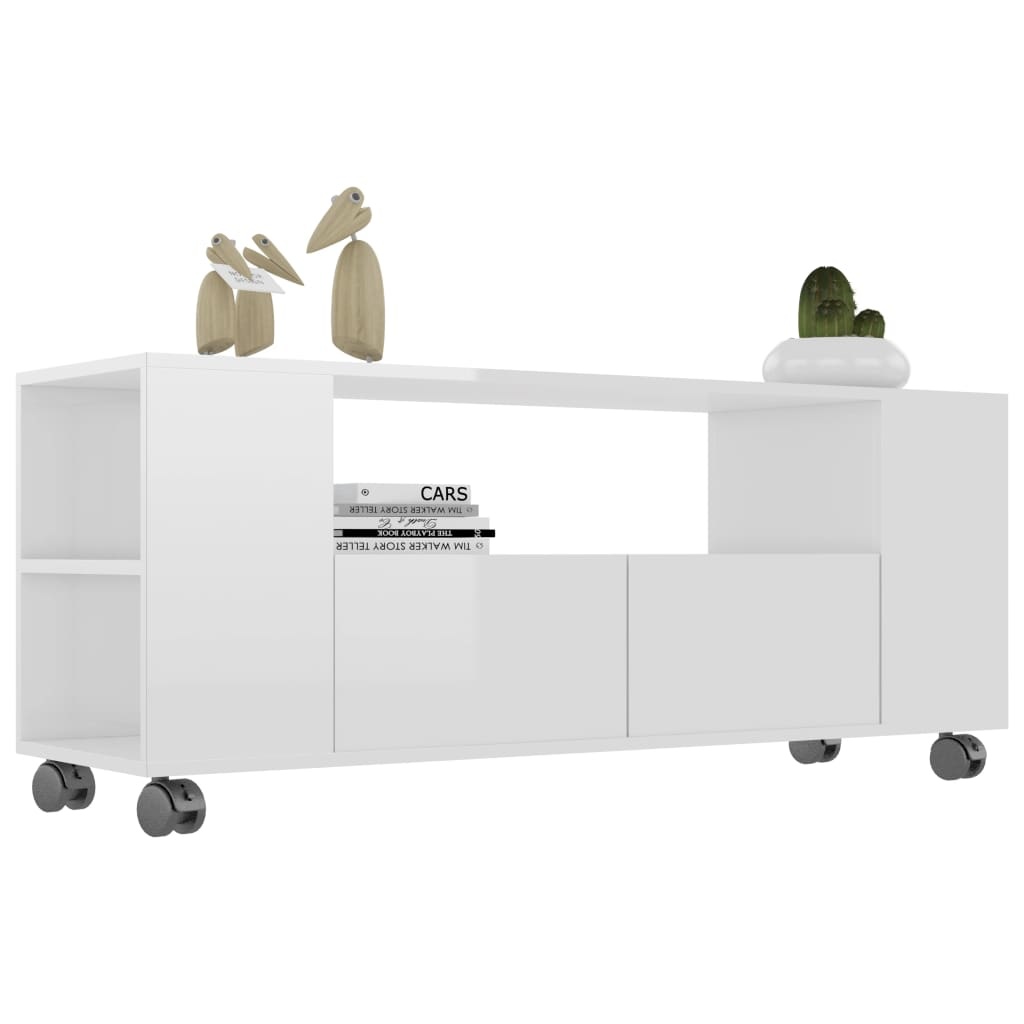 Tv-meubel 120x35x48 cm bewerkt hout hoogglans wit