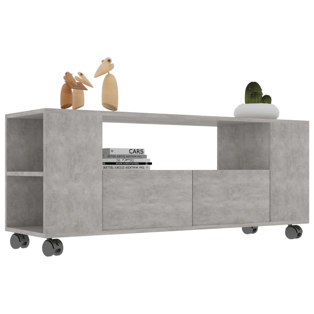 Tv-meubel 120x35x48 cm bewerkt hout betongrijs