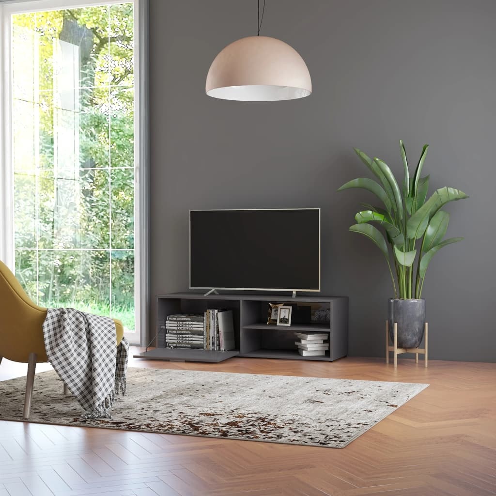 Tv-meubel 120x34x37 cm bewerkt hout hoogglans grijs