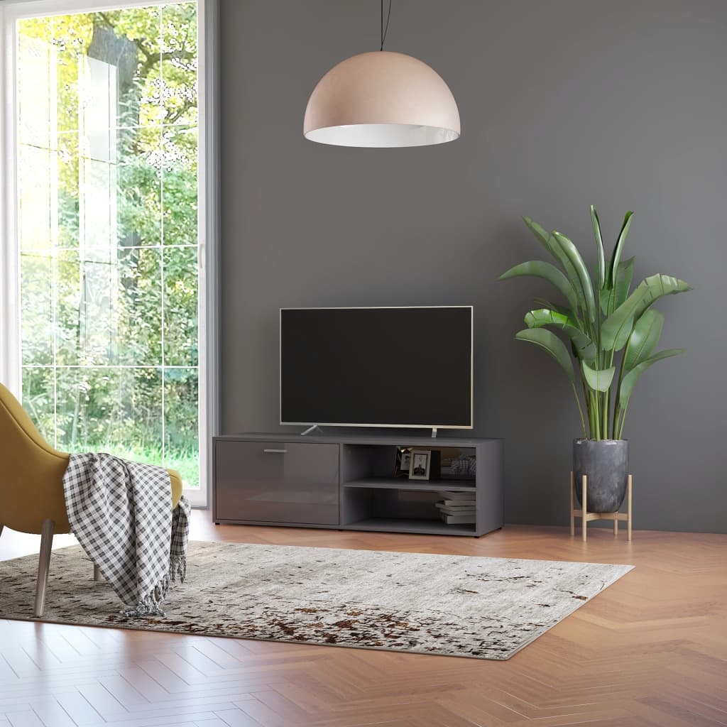 Tv-meubel 120x34x37 cm bewerkt hout hoogglans grijs