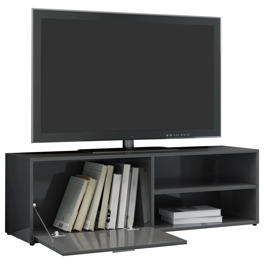 Tv-meubel 120x34x37 cm bewerkt hout hoogglans grijs
