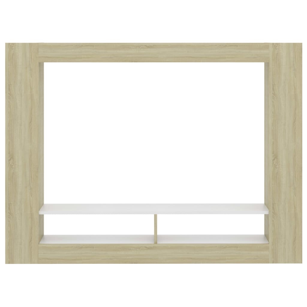 Tv-meubel 152x22x113 cm bewerkt hout wit en sonoma eikenkleurig