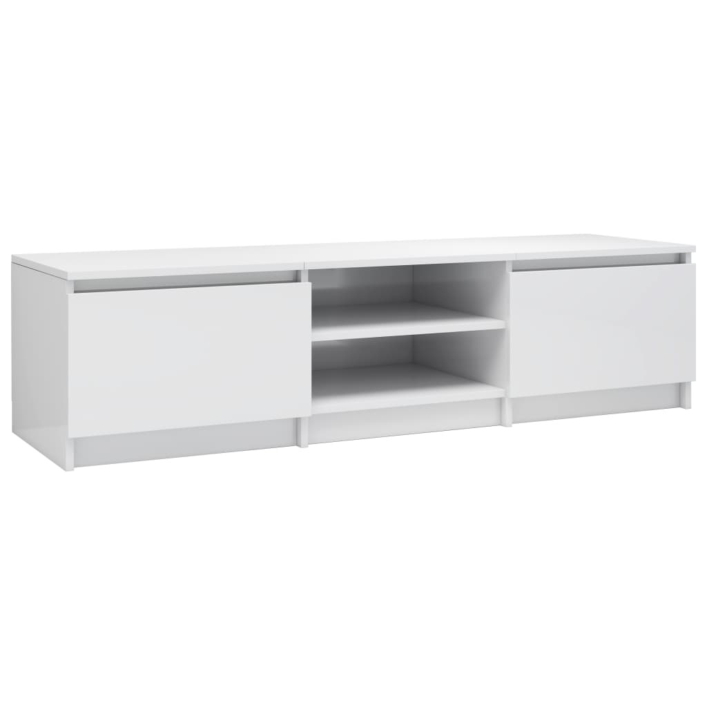 Tv-meubel 140x40x35,5 cm bewerkt hout hoogglans wit