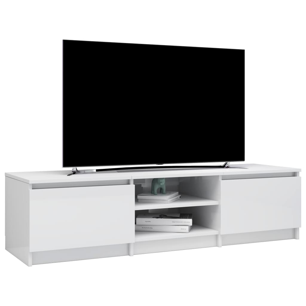 Tv-meubel 140x40x35,5 cm bewerkt hout hoogglans wit
