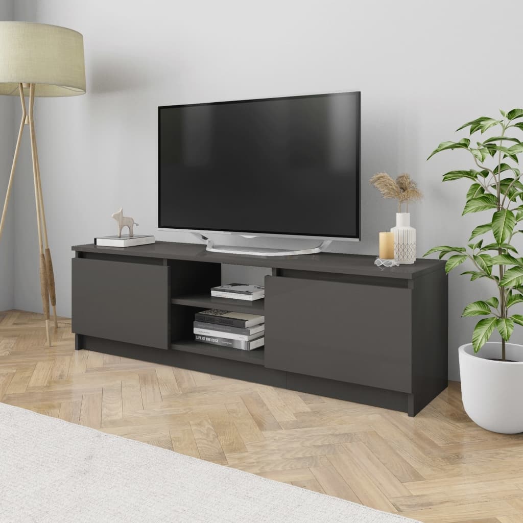 Tv-meubel 120x30x35,5 cm bewerkt hout hoogglans grijs