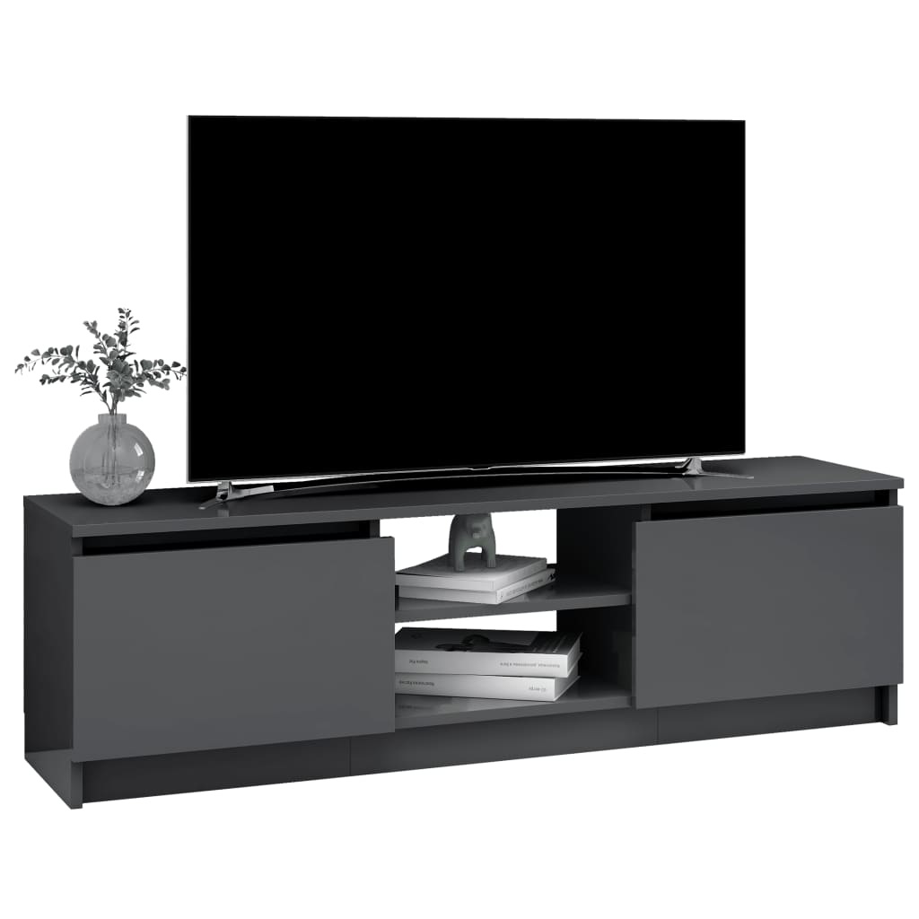 Tv-meubel 120x30x35,5 cm bewerkt hout hoogglans grijs