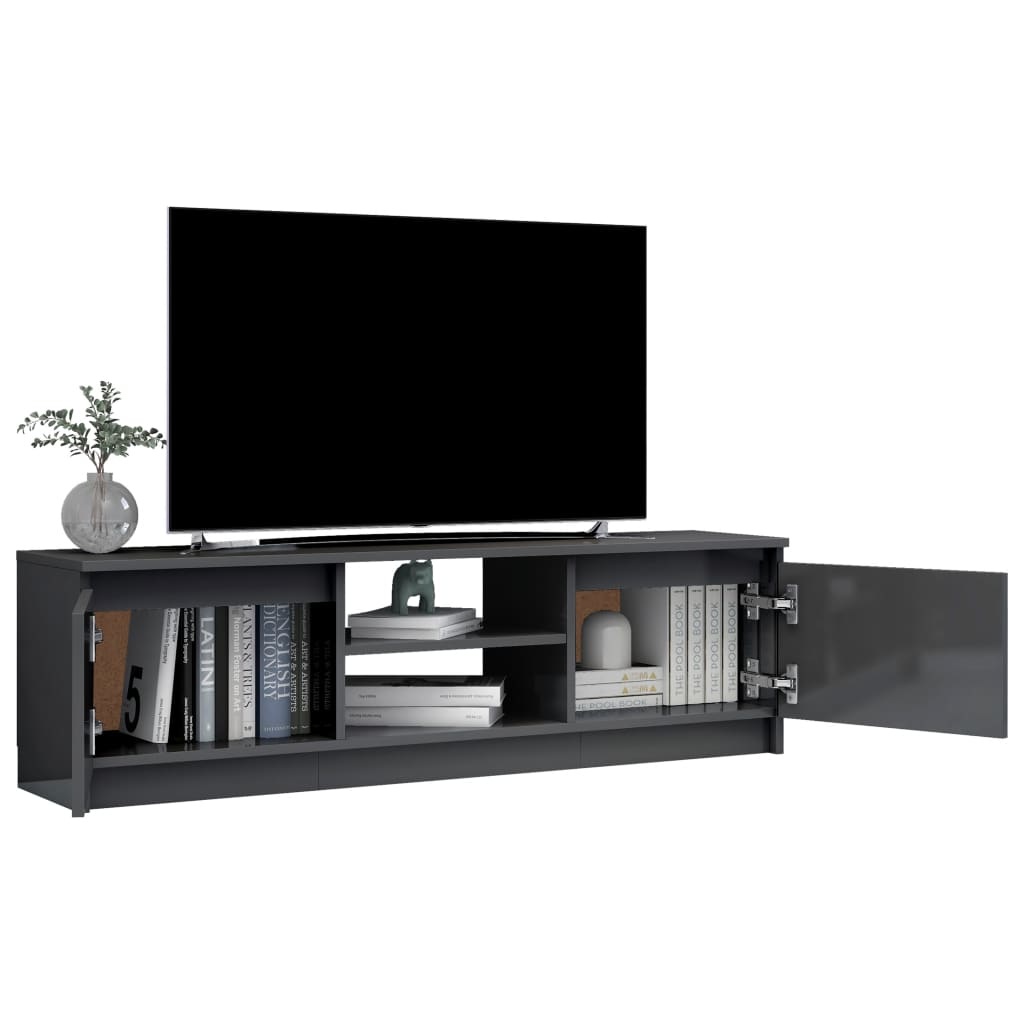 Tv-meubel 120x30x35,5 cm bewerkt hout hoogglans grijs