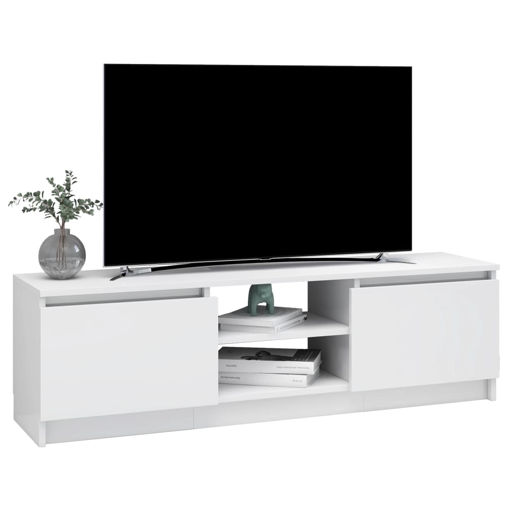 Tv-meubel 120x30x35,5 cm bewerkt hout hoogglans wit
