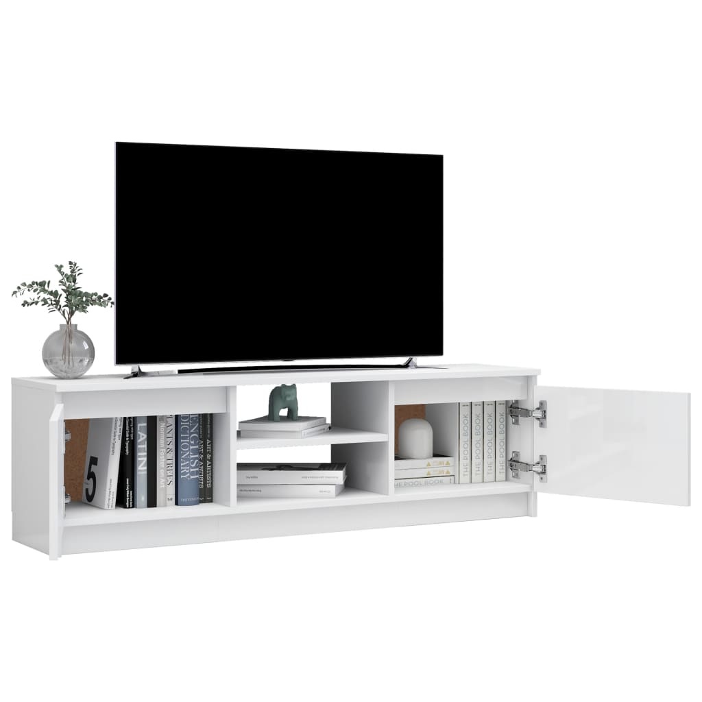 Tv-meubel 120x30x35,5 cm bewerkt hout hoogglans wit