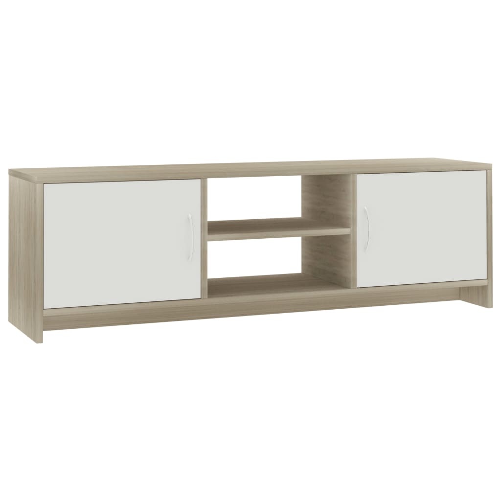 Tv-meubel 120x30x37,5cm bewerkt hout wit en sonoma eikenkleurig
