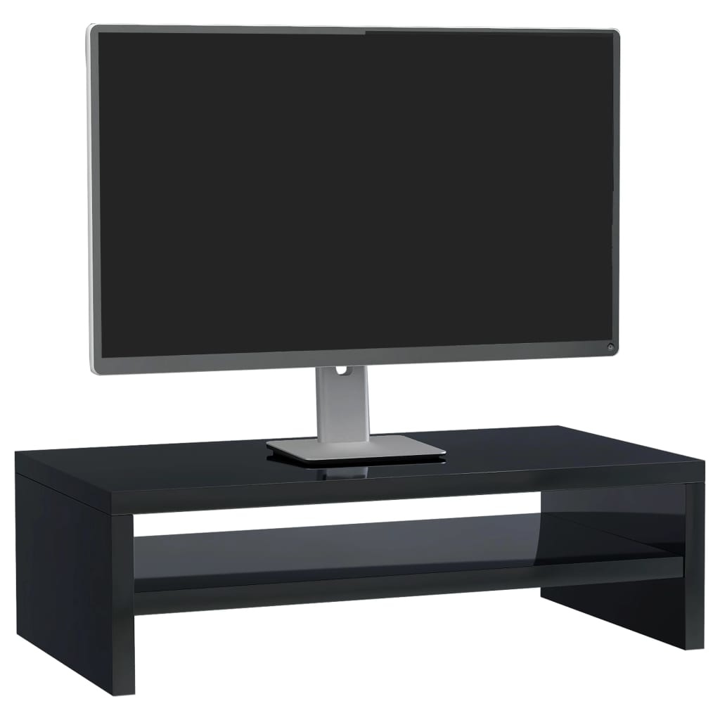Monitorstandaard 42x24x13 cm bewerkt hout hoogglans zwart