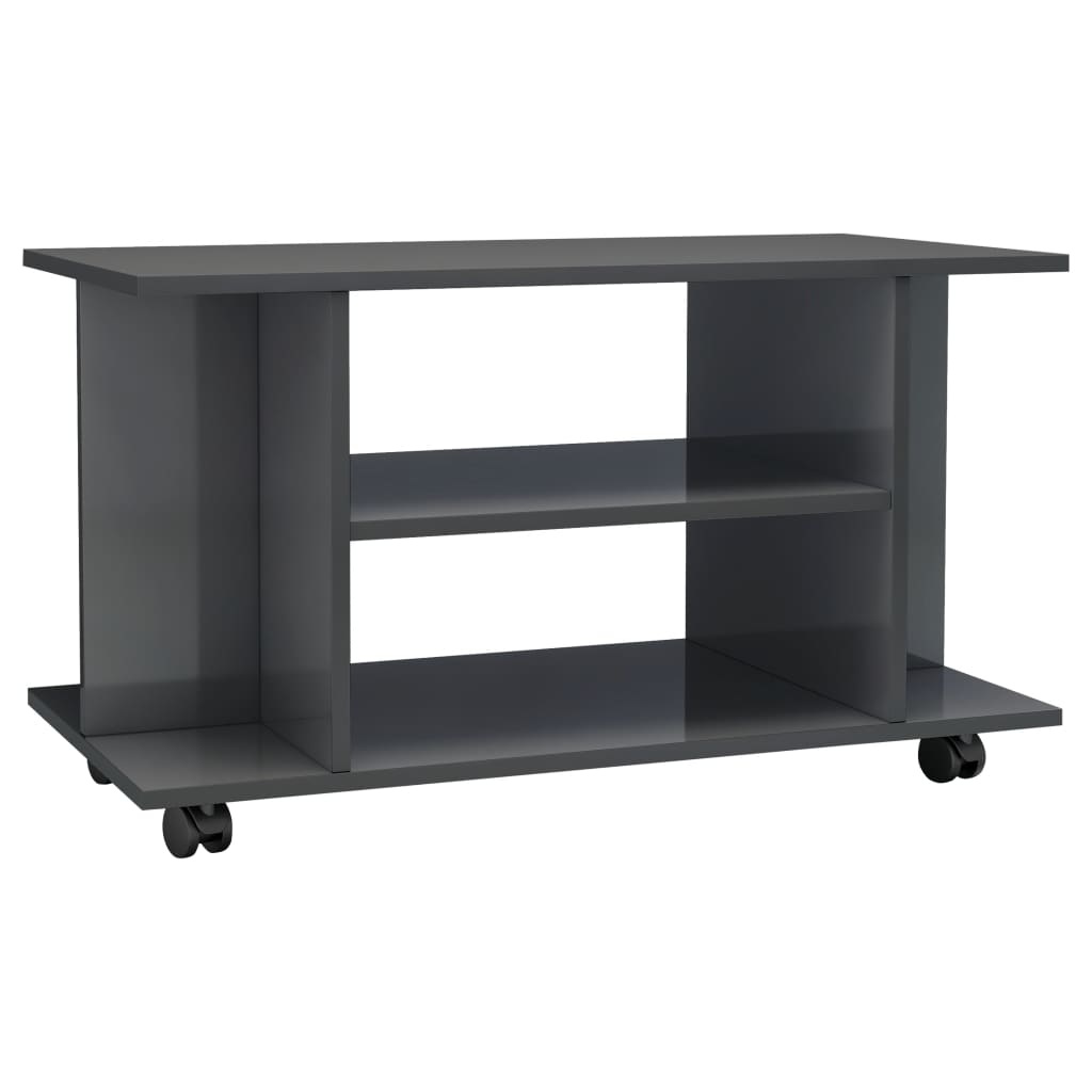 Tv-meubel met wieltjes 80x40x40 cm spaanplaat hoogglans grijs