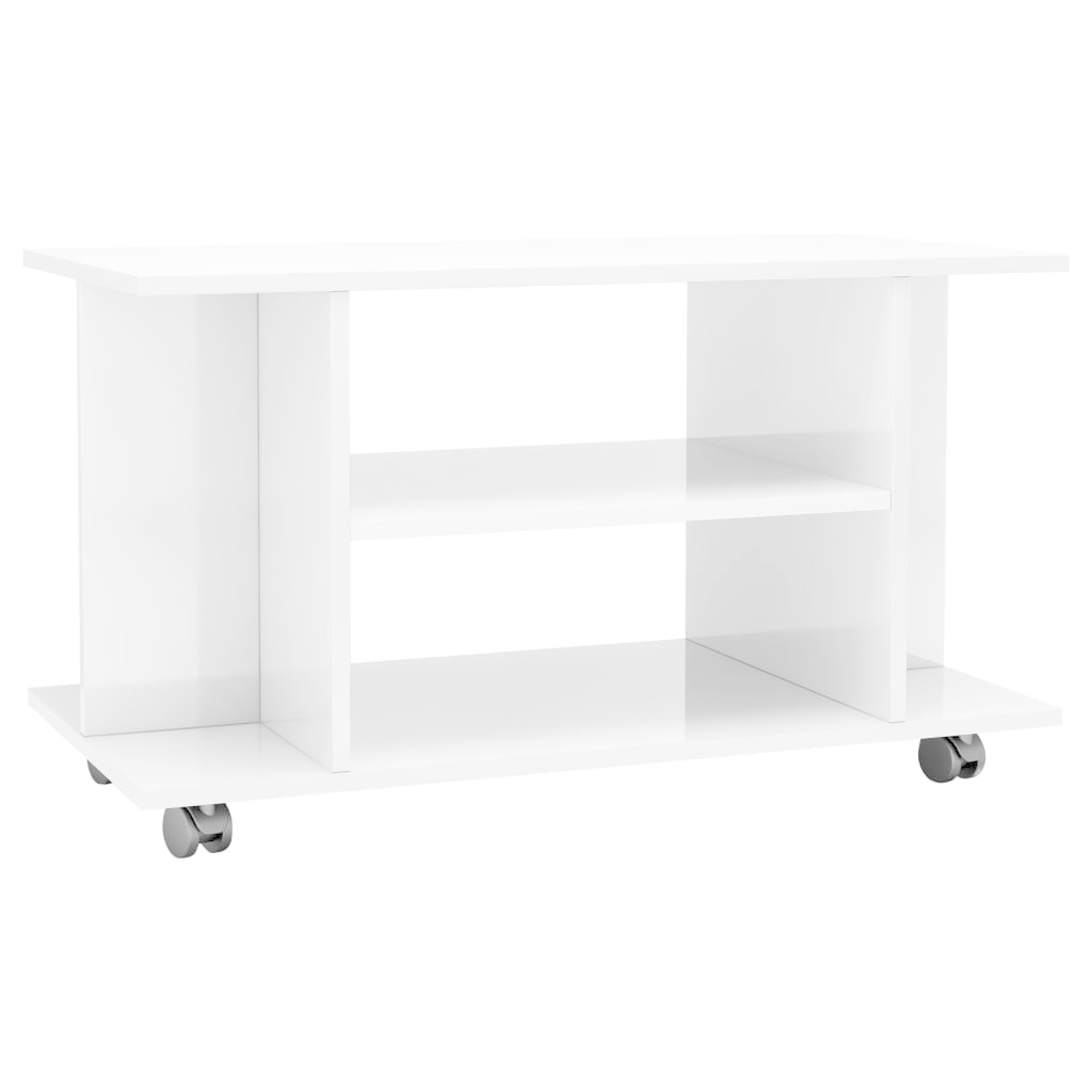 Tv-meubel met wieltjes 80x40x40 cm spaanplaat hoogglans wit