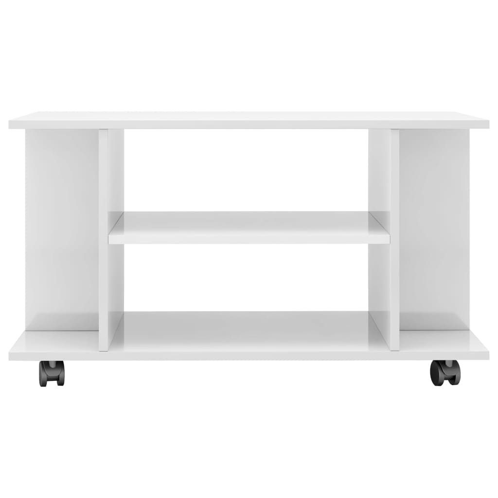 Tv-meubel met wieltjes 80x40x40 cm spaanplaat hoogglans wit