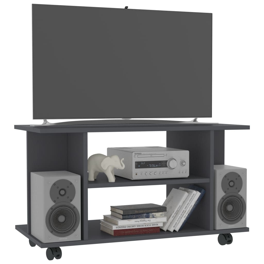 Tv-meubel met wieltjes 80x40x40 cm spaanplaat grijs