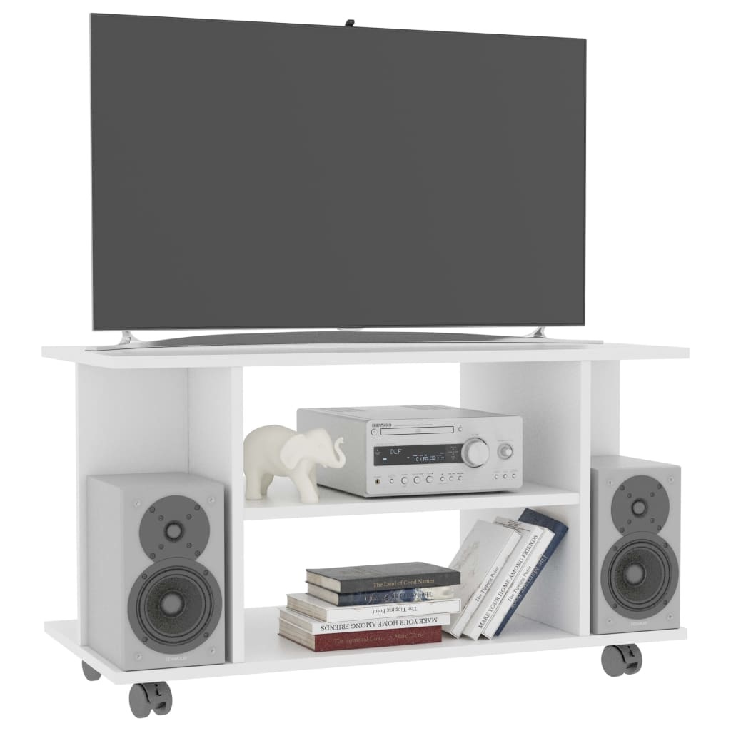 Tv-meubel met wieltjes 80x40x40 cm spaanplaat wit