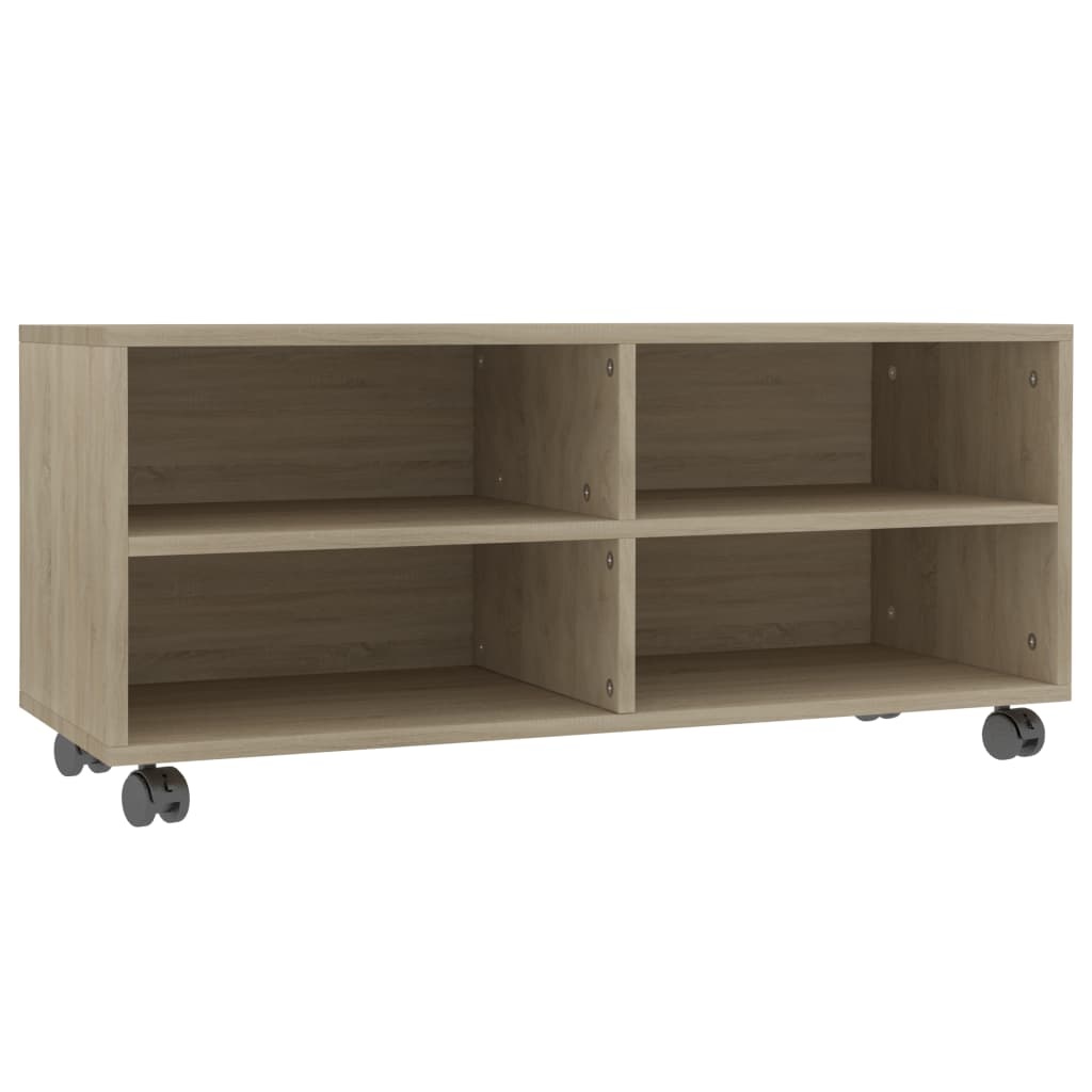 Tv-meubel met wieltjes 90x35x35 cm spaanplaat sonoma eikenkleur
