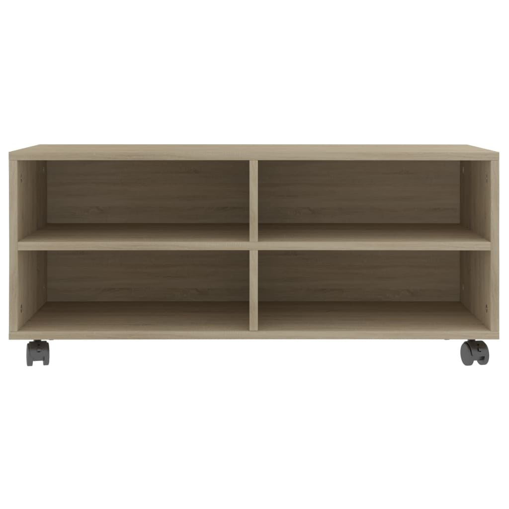 Tv-meubel met wieltjes 90x35x35 cm spaanplaat sonoma eikenkleur